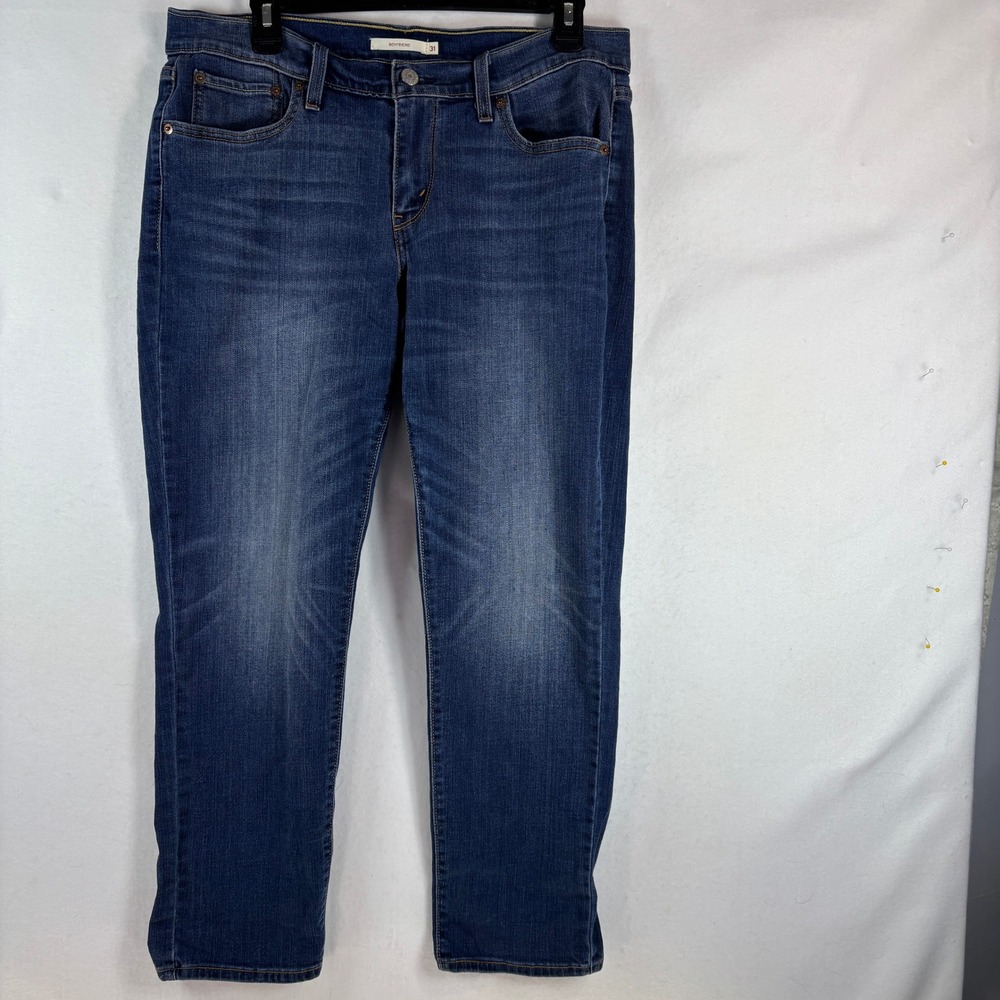 Levis Boyfriend Jeans Womens 31 Medium Wash Denim Relaxed Fit Stretch 10 Rise